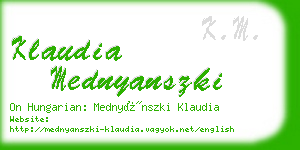 klaudia mednyanszki business card